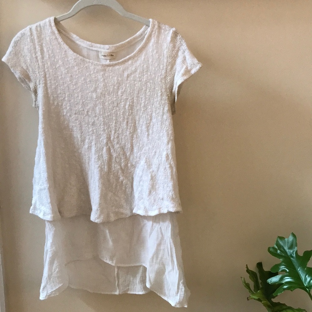 Anthropologie White double layer swing t